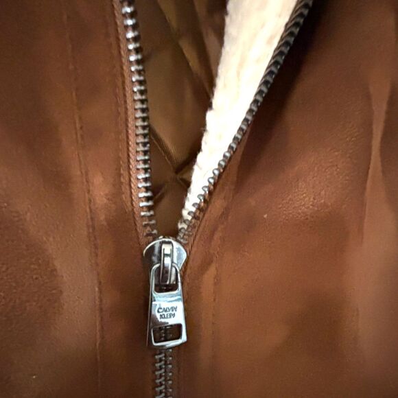 Calvin Klein Men's Classic Faux Shearling B-3 Bomber Jacket, 2XL-EUC - Picture 6 of 10